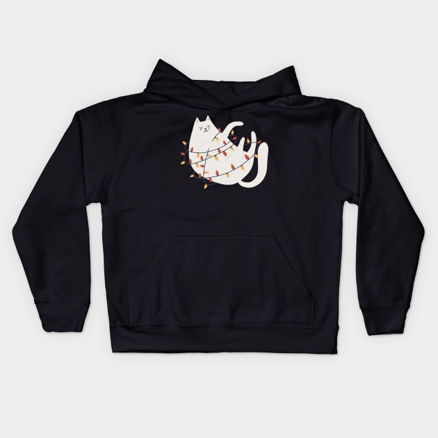 Cute Cat Christmas Kids Hoodie by Tees4Teens